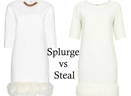 Victoria Beckham Fur Trim White Dress Copy